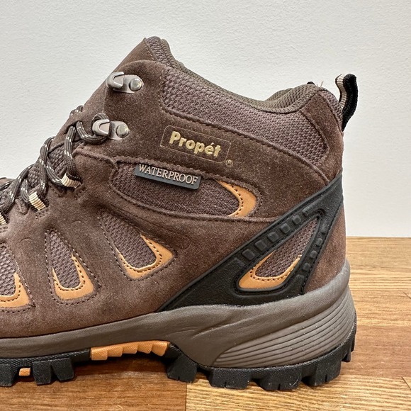 Propet Mens Boots 12 Brown Leather Waterproof Work Wear Outdoor Hiking Lace‎ Up - Picture 2 of 10